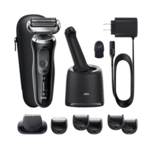 Braun Electric Shaver, Series 7, Black with SmartCare center and beard trimmer attachment, 7075cc