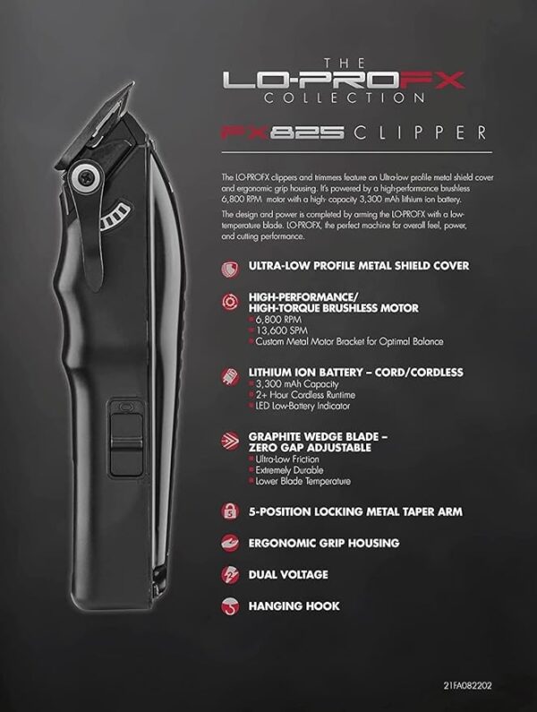 BaBylissPRO FX825SDE Hair Clipper – Cordless Fade Clipper with High-Torque Motor & DLC Fade Blade - Image 3
