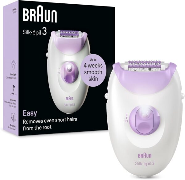 Braun Silk‑épil 3 SE3000 – Corded Epilator with 20 Tweezers, SmartLight & 2 Speeds