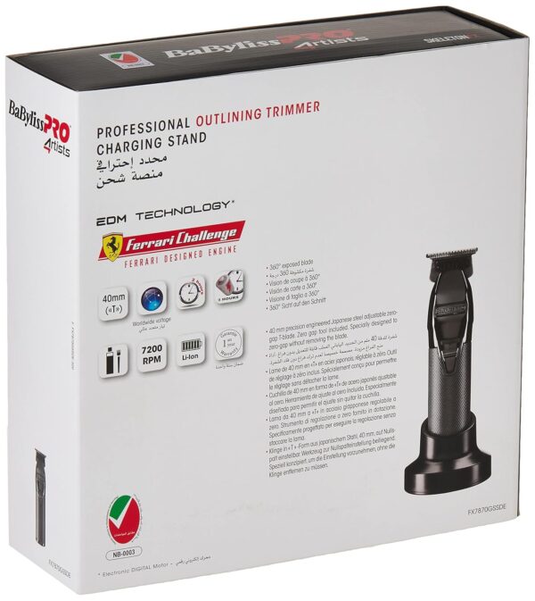 BaBylissPRO FX7870GSSDE Skeleton Trimmer – Cordless Detail Trimmer with Exposed T-Blade for Precision Edging - Image 3