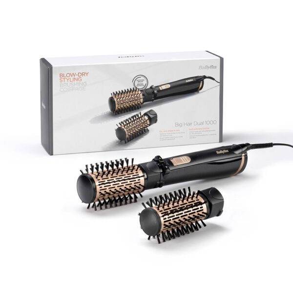 BaByliss AS962 Big Hair 1000 W Rotating Hot‑Air Brush – Ionic, Ceramic, Dual‑Size Barrels