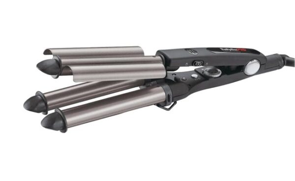 BaBylissPRO BAB2269TTE Triple Barrel Waver – 19/22/19mm Professional Hair Waver with Titanium-Tourmaline Technology