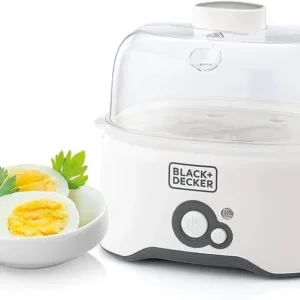 Black+Decker EG200-B5 Egg Cooker – 7-Egg Capacity, Poaching Pans, Dry Boil Protection