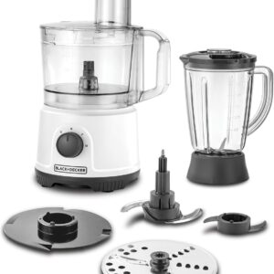 Black+Decker FX822-B5 800W Multifunction 5-in-1 Food Processor – 2L Bowl, 1.5L Blender, 24 Functions, White