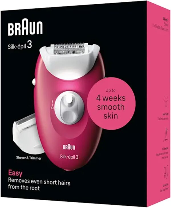Braun Silk‑épil 3 SE3032 Epilator – 20 Tweezers, SmartLight & Corded for Long‑Lasting Smooth Skin - Image 3