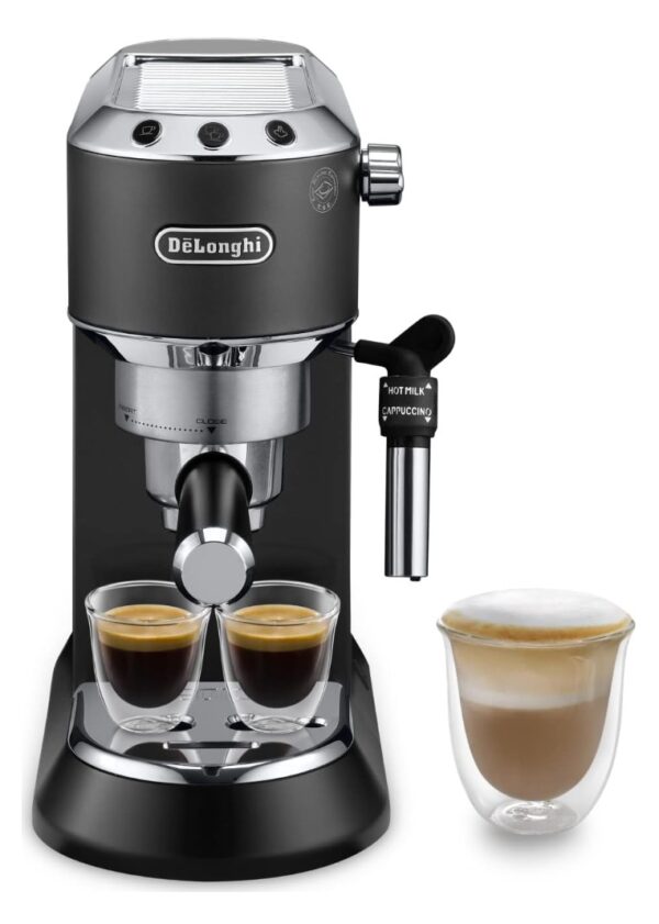 DeLonghi Dedica EC685.BK 15‑Bar Pump Espresso Machine – Slim Manual Barista Model (Black)