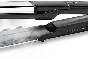BaByliss ST496SDE Steam Hair Straightener – Wide Diamond Ceramic Plates with Steam for Thick, Curly & Frizzy Hair