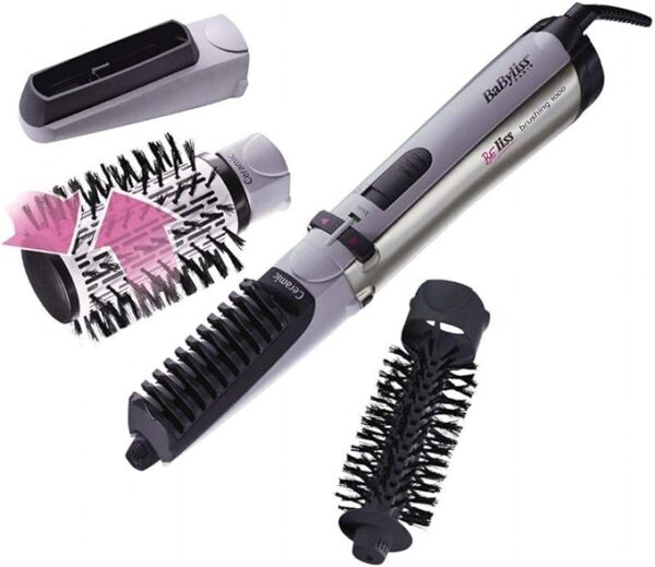 BaByliss 2735E 1000W Rotating Hot‑Air Brush – 4‑in‑1 Ceramic, Ionic, Straightening & Curling