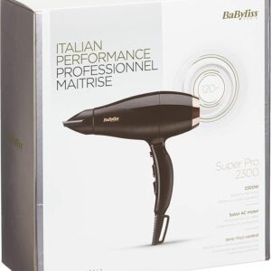 BaByliss 6714E Super Pro 2300 Hair Dryer – 2300W Ionic AC Motor, Ceramic Tech, 120 km/h Airflow