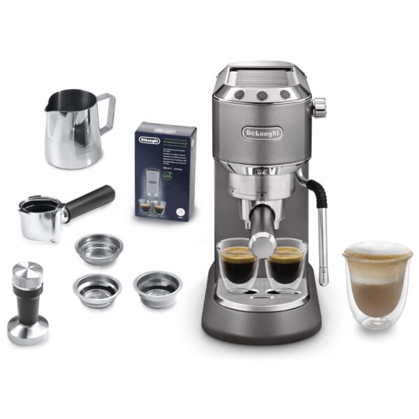 DeLonghi Dedica Arte EC885.GY Manual Espresso Machine – 15‑Bar Pump, MyLatteArt Steam Wand, Grey Finish - Image 2