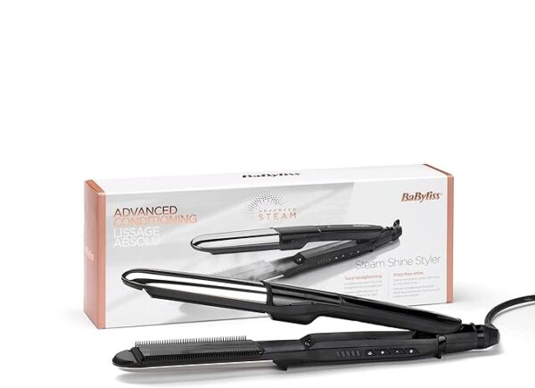BaByliss ST496SDE Steam Hair Straightener – Wide Diamond Ceramic Plates with Steam for Thick, Curly & Frizzy Hair - Image 2