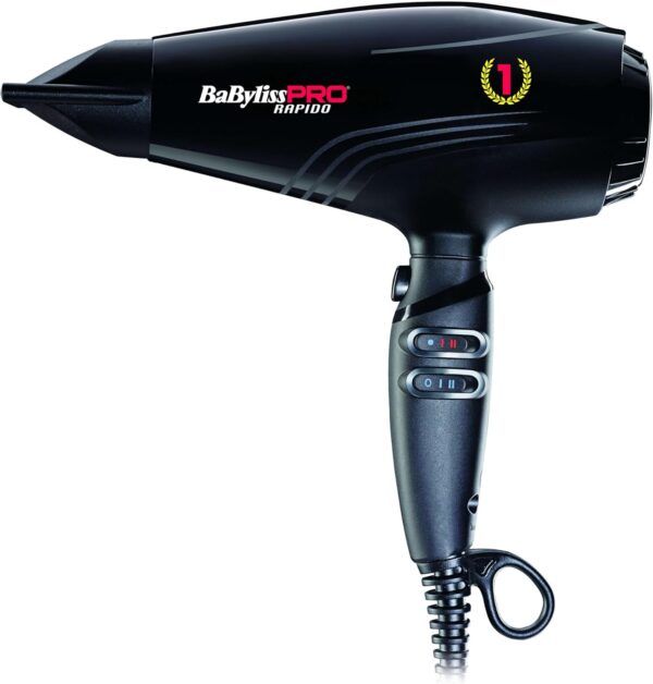 BaBylissPRO BAB7000IE Rapido Hair Dryer – Ultra-Light 2200W Professional Dryer with Ferrari-Designed Motor