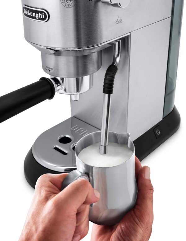 DeLonghi Dedica Arte EC885.M – Stainless Steel Manual Espresso Machine, 15‑Bar Pump, MyLatteArt Wand - Image 3