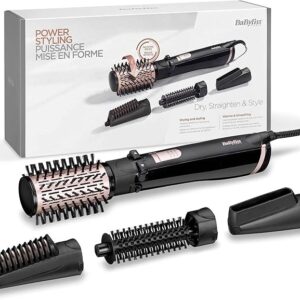 BaByliss AS200E 1000 W Rotating Hot‑Air Brush – Ionic, Ceramic, Multi‑Attachment Styling