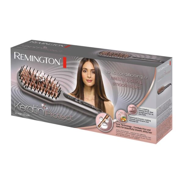 Remington Keratin Protect CB7480 – 2‑in‑1 Heated Straight Brush with Keratin & Almond Oil - Image 2
