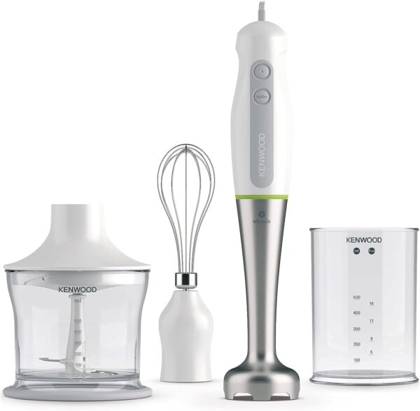 Kenwood HDP109WG 600W Tri-blade Hand Blender – Metal Wand + Chopper & Whisk