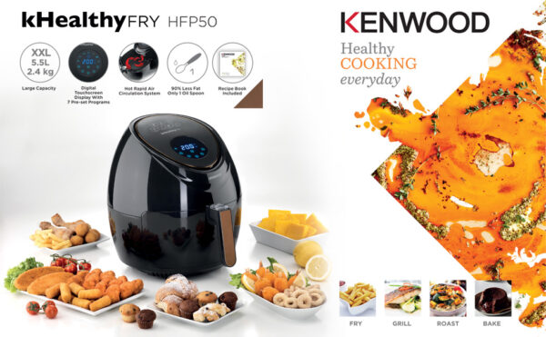 Kenwood HFP50.000BK 5.5L / 1800W Digital Air Fryer – 7 Presets, Touch-Screen Black - Image 5