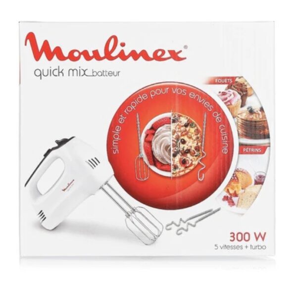 Moulinex HM310127 Hand Mixer – 300W • 5 Speeds + Turbo • Stainless Steel Beaters - Image 2