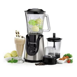 Black+Decker BX600G-B5 600W Glass Blender with 2 Mills – 1.5L Capacity, 6-Blade System, Mincer & Grinder