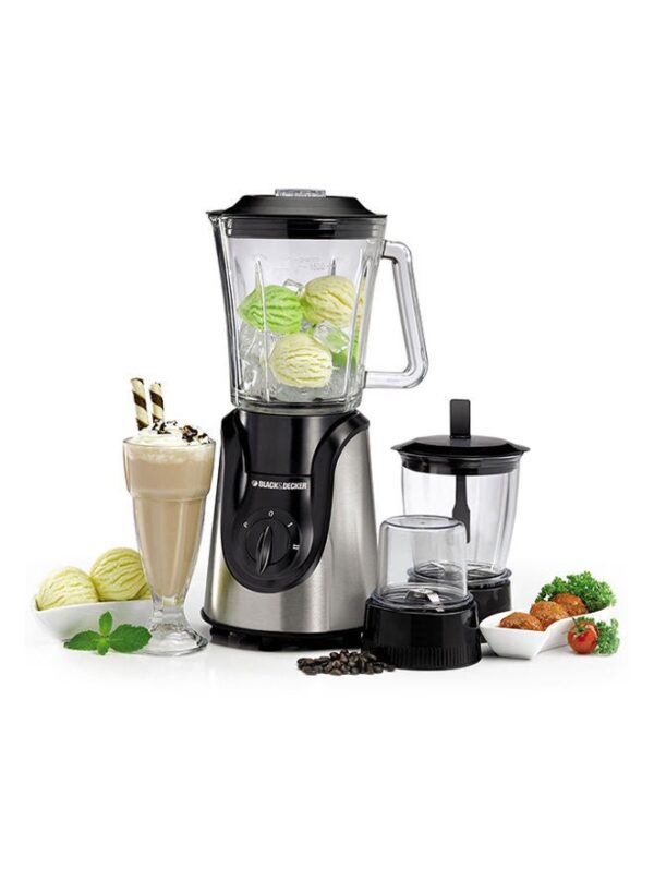 Black+Decker BX600G-B5 600W Glass Blender with 2 Mills – 1.5L Capacity, 6-Blade System, Mincer & Grinder