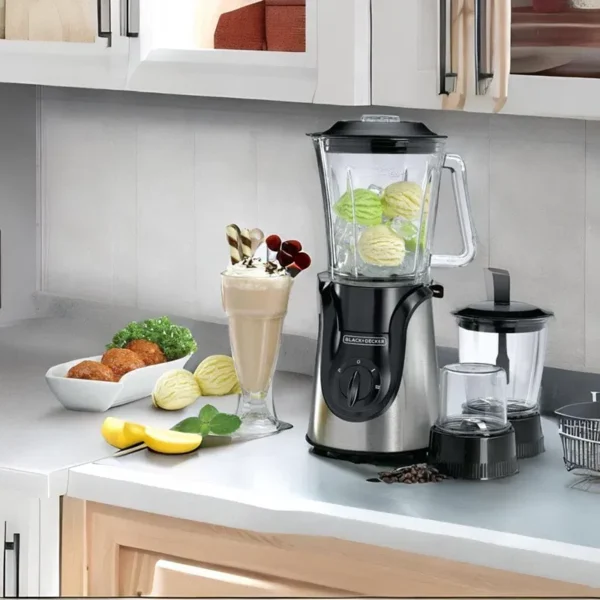 Black+Decker BX600G-B5 600W Glass Blender with 2 Mills – 1.5L Capacity, 6-Blade System, Mincer & Grinder - Image 4