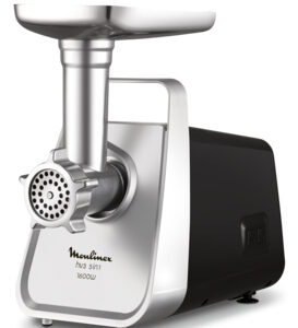 Moulinex ME308827 Meat Mincer – 2200W • 2.3 kg/min • 3 Grids + Kebbe & Sausage Attachments