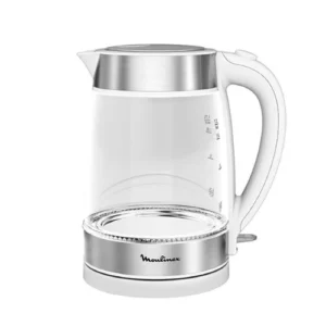 Moulinex BY600130 Glass Kettle 1.7 L – 2200 W • White & Silver Look • Removable Lid