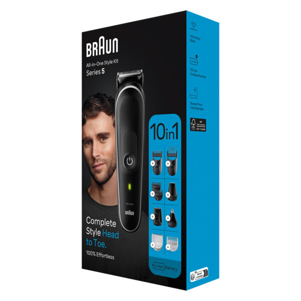 Braun MGK5440 Series 5 10‑in‑1 All‑in‑One Grooming Kit – 100‑Minute Li‑Ion, Waterproof, 1‑21 mm Styling - Image 4